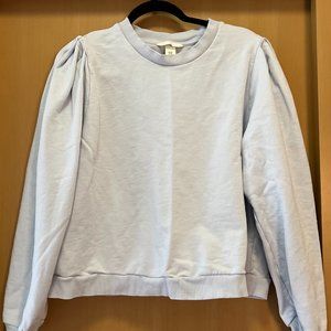 Light Blue Puff Sleeve Sweatshirt - lighter weight
